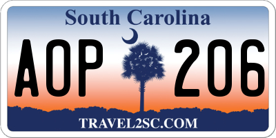 SC license plate AOP206