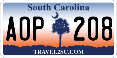 SC license plate AOP208