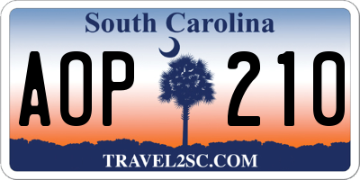 SC license plate AOP210