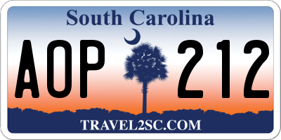 SC license plate AOP212