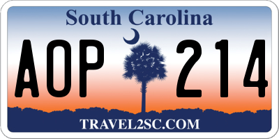 SC license plate AOP214