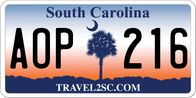 SC license plate AOP216