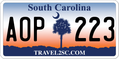 SC license plate AOP223