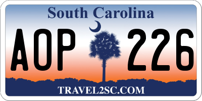 SC license plate AOP226