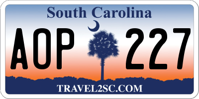 SC license plate AOP227