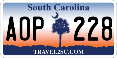SC license plate AOP228