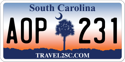 SC license plate AOP231