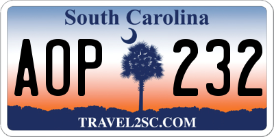SC license plate AOP232