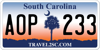 SC license plate AOP233
