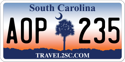 SC license plate AOP235
