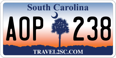 SC license plate AOP238