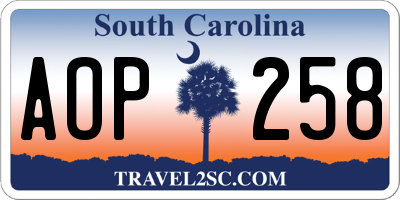 SC license plate AOP258