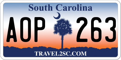 SC license plate AOP263