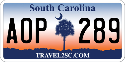 SC license plate AOP289