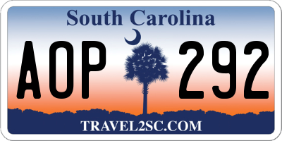 SC license plate AOP292