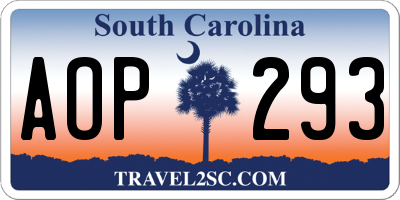 SC license plate AOP293