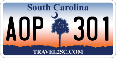 SC license plate AOP301