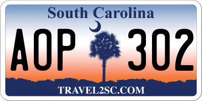 SC license plate AOP302