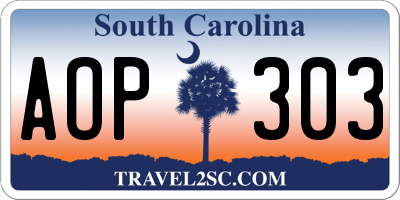SC license plate AOP303