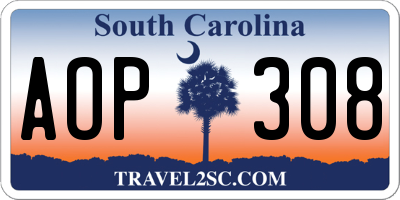 SC license plate AOP308