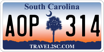 SC license plate AOP314