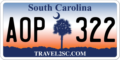 SC license plate AOP322