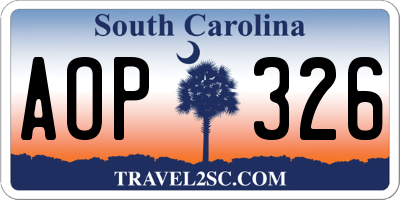 SC license plate AOP326