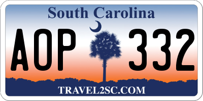 SC license plate AOP332