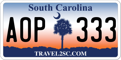SC license plate AOP333