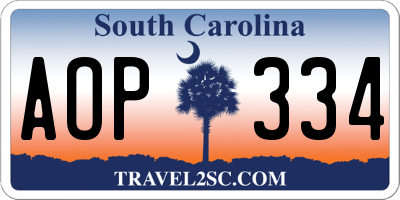 SC license plate AOP334