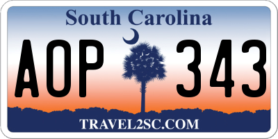 SC license plate AOP343