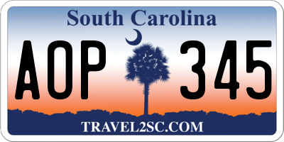SC license plate AOP345