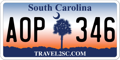 SC license plate AOP346