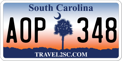 SC license plate AOP348