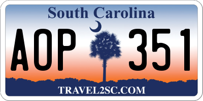 SC license plate AOP351