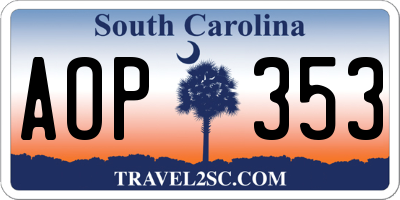 SC license plate AOP353