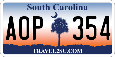 SC license plate AOP354