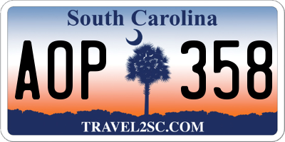 SC license plate AOP358