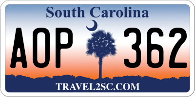 SC license plate AOP362
