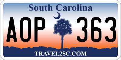 SC license plate AOP363