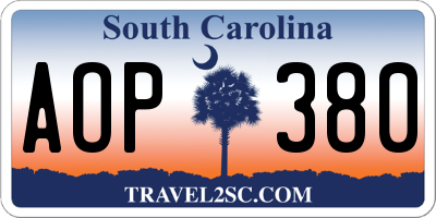 SC license plate AOP380
