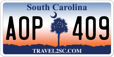 SC license plate AOP409
