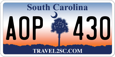 SC license plate AOP430