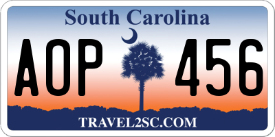 SC license plate AOP456