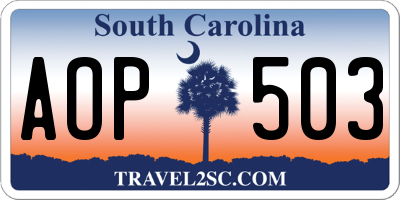 SC license plate AOP503