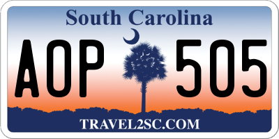 SC license plate AOP505
