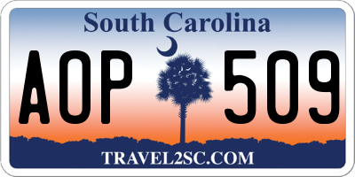 SC license plate AOP509