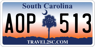 SC license plate AOP513