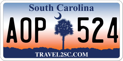 SC license plate AOP524