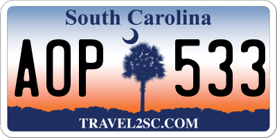 SC license plate AOP533
